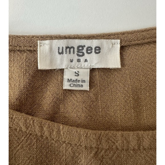 Umgee Top Women's Small Camel Linen Blend Short Sleeve Oversized Classic Beach - Picture 4 of 10
